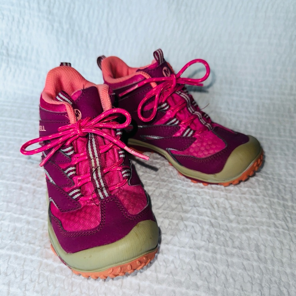 Merrell Youth Pink and Purple Trail Shoes. Size 13